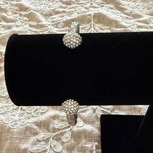 Touchstone Crystal Silver Crystal Pave Cable Cuff Bracelet